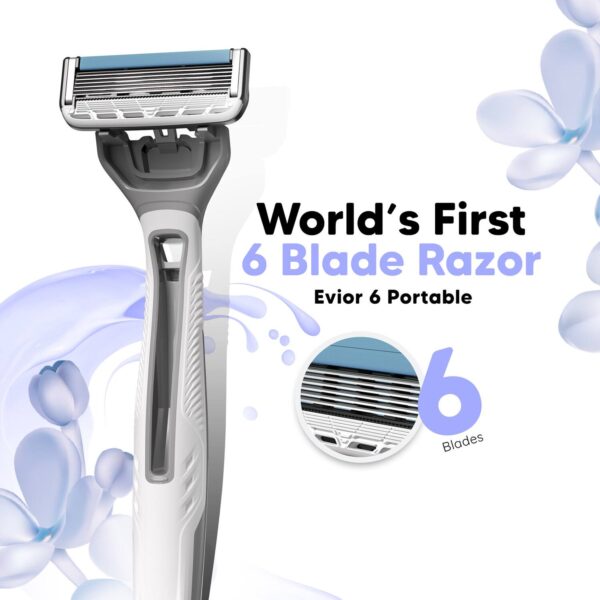 LetsShave Evior 6 Portable Razor and Transparent Shave Gel (4 pcs) - LetsShave