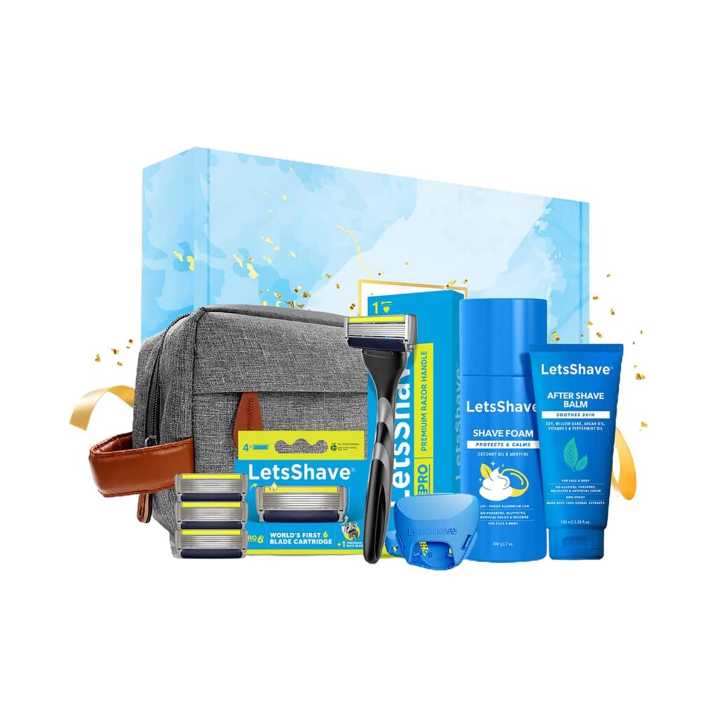LetsShave Pro 6 Plus Lite Premium Gift Set Includes 6 Blade Razor with Cartridges (8pcs) - LetsShave