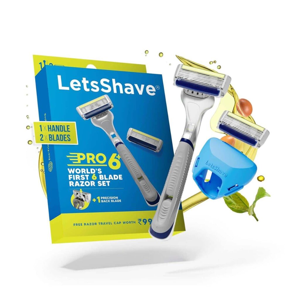 LetsShave Pro 6 Plus Shaving Razor For Men - Black, Grey - LetsShave