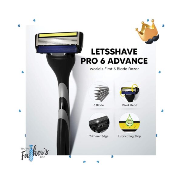LetsShave Pro 6 Premium Gift Set Includes 6 Blade Razor with Cartridges (8Pcs) - LetsShave