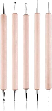 Levin 5Pcs Wooden Ball Styluses Tool Set for Embossing Pattern Clay Sculpting, Nail Art