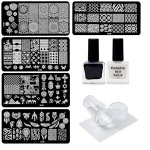 Lifestyle-You Nail Stamping Kit With 5 Rectangular Steel Image Plates Silicone Stamper Scraper & Stamping Nail Polish, Glossy Finish, 16 Ml