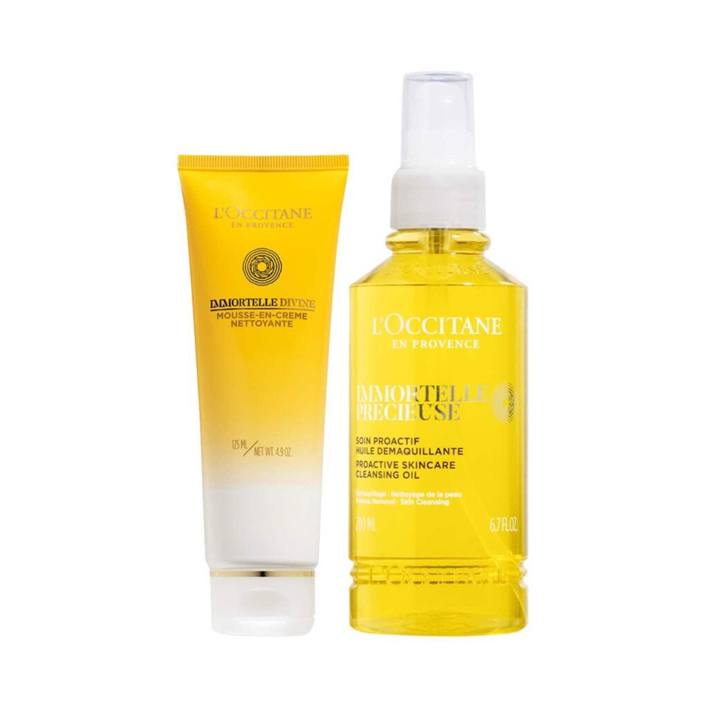 L'Occitane Immortelle Divine Double Cleansing Duo - Oil Cleanser & Foam Cleanser - L'occitane