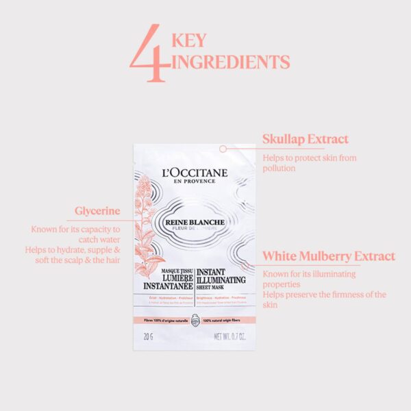 L'occitane Reine Blanche Sheet Mask (20 g) - L'occitane