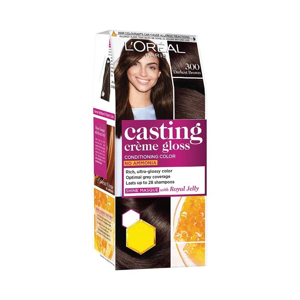 L'Oreal Paris Casting Crã¨Me Gloss Small Pack Temporary Hair Color, 300 Darkest Brown, 45G