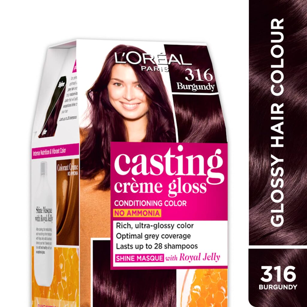 L'Oreal Paris Casting Creme Gloss Hair Color - 316 Burgundy (87.5 g + 72 ml) - L'Oreal Paris