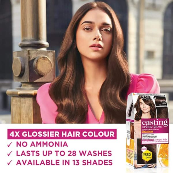 L'Oreal Paris Casting Creme Gloss Hair Color, 323 Sonam's Dark Chocolate, 87.5g+72ml - L'Oreal Paris