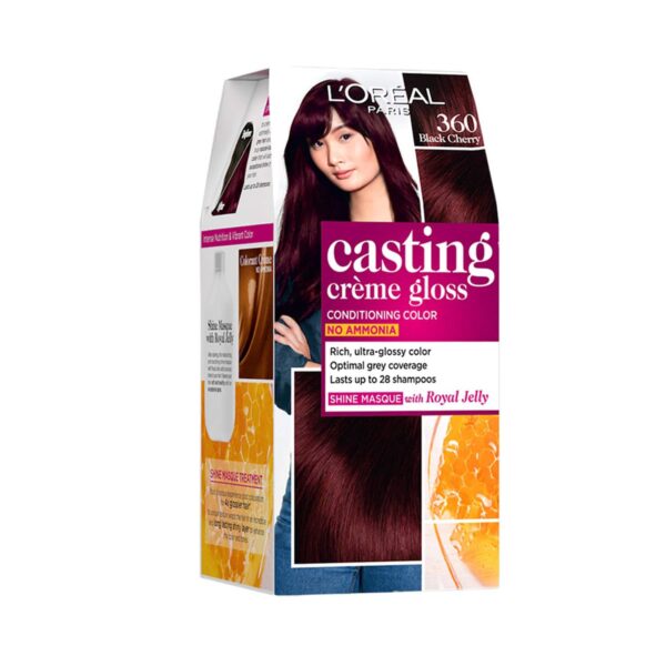 L'Oreal Paris Casting Creme Gloss Hair Color, 360 Black Cherry, 87.5g+72ml - L'Oreal Paris