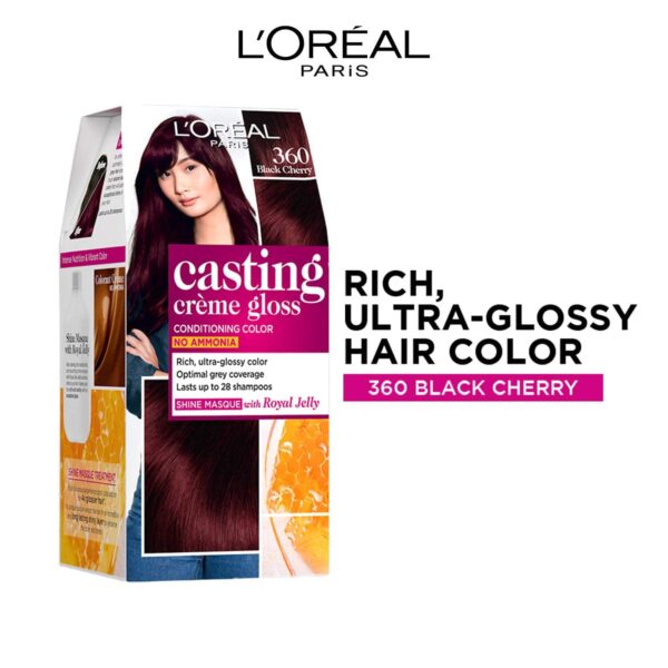 L'Oreal Paris Casting Creme Gloss Hair Color, 360 Black Cherry, 87.5g+72ml - L'Oreal Paris