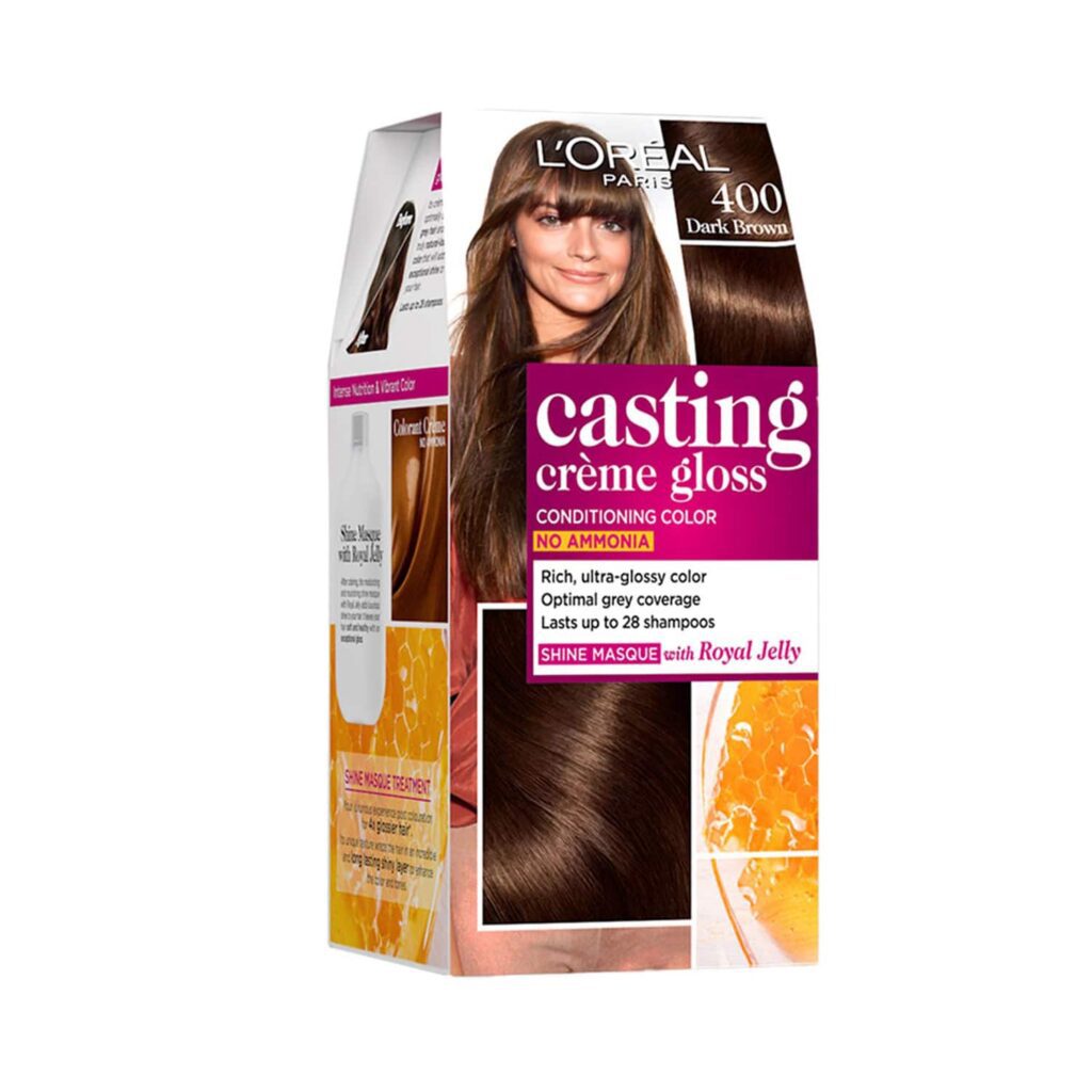 L'Oreal Paris Casting Creme Gloss Hair Color - 400 Dark Brown (87.5g+72ml) - L'Oreal Paris