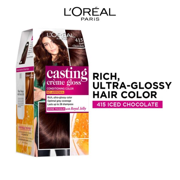 L'Oreal Paris Casting Creme Gloss Hair Color - 415 Iced Chocolate (87.5g+72ml) - L'Oreal Paris