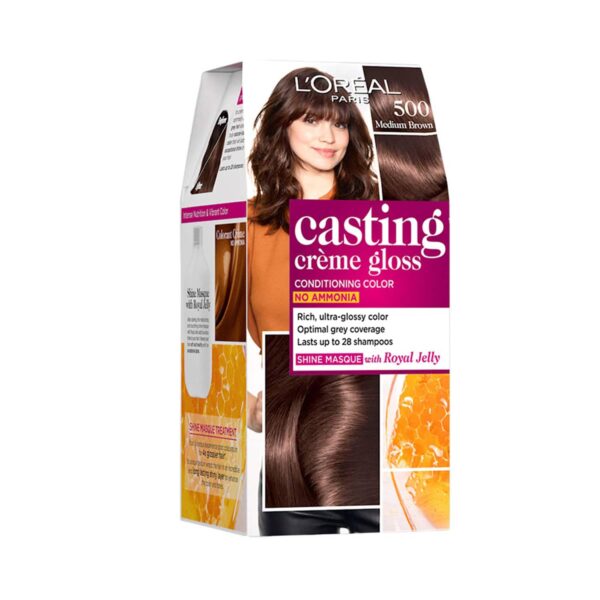 L'Oreal Paris Casting Creme Gloss Hair Color - 500 Medium Brown (87.5g+72ml) - L'Oreal Paris