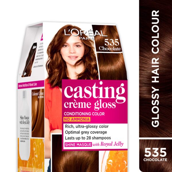 L'Oreal Paris Casting Creme Gloss Hair Color, 535 Chocolate, 87.5g+72ml - L'Oreal Paris