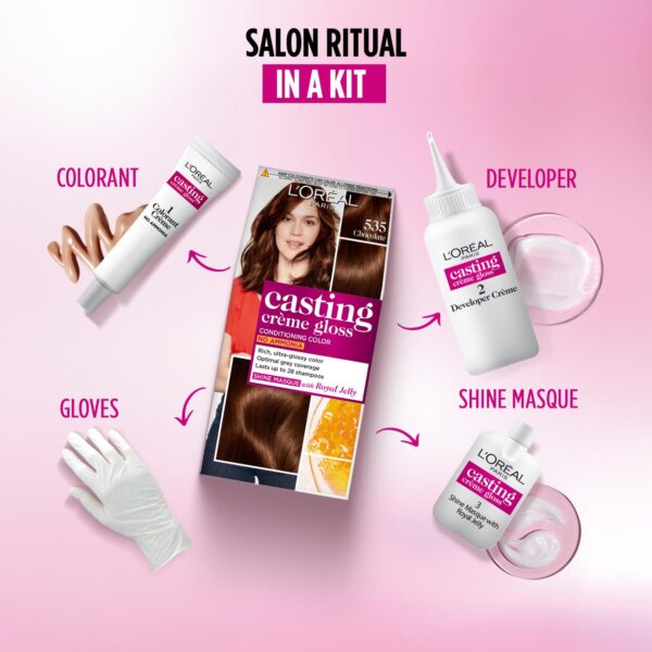 L'Oreal Paris Casting Creme Gloss Hair Color, 535 Chocolate, 87.5g+72ml - L'Oreal Paris