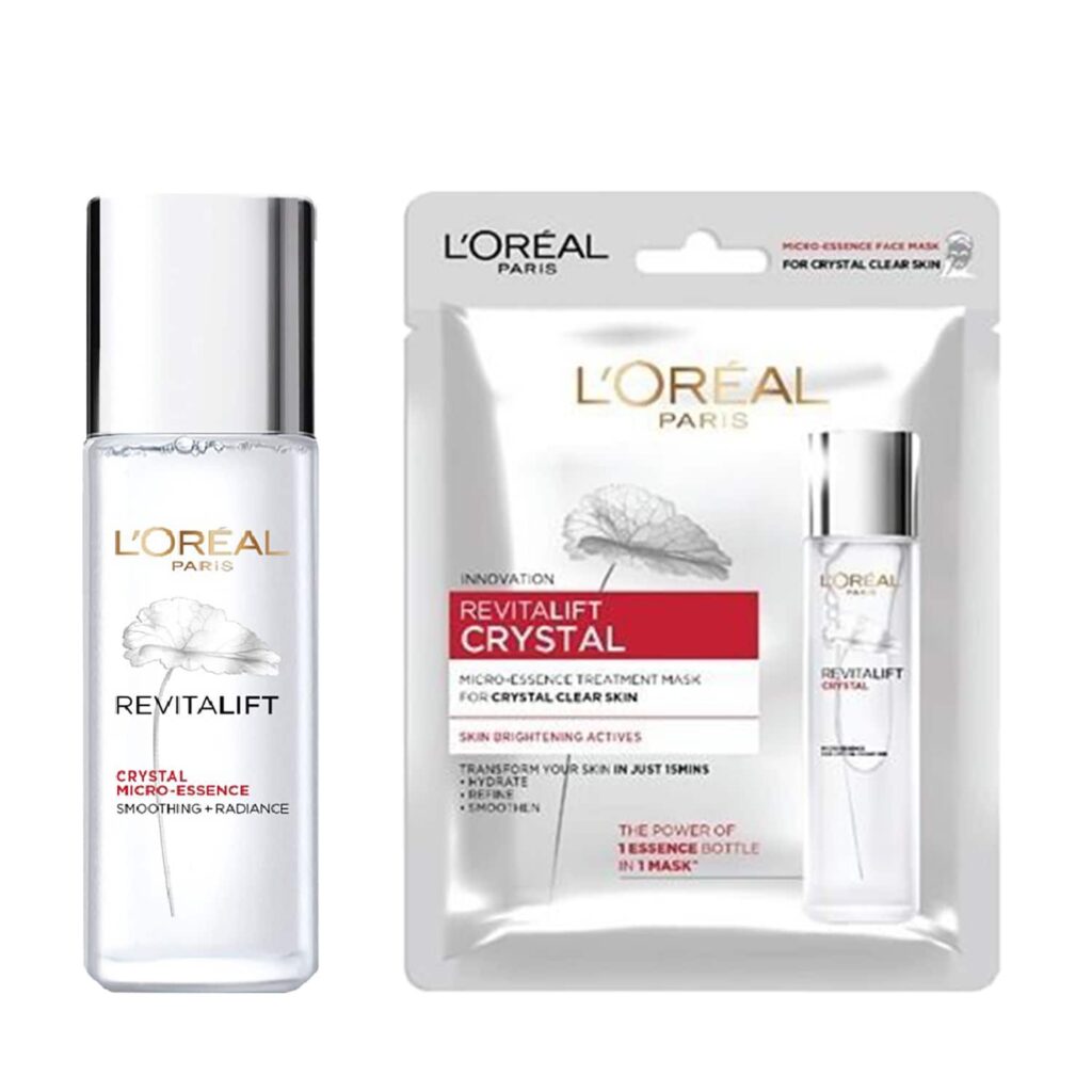 L'Oreal Paris Crystal Clear Skin Combo - Pack of 2 (Micro-essence & Sheet Mask) - L'Oreal Paris