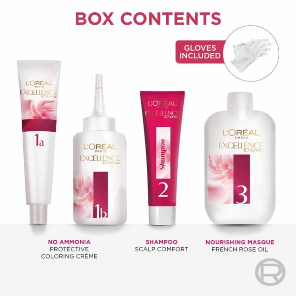 L'Oreal Paris Excellence Creme Hair Color, 4 Natural Brown -72ml+100g - L'Oreal Paris