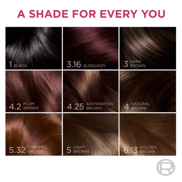 L'Oreal Paris Excellence Creme Hair Color, 4.25 Aishwarya's Brown, 72ml+100g - L'Oreal Paris
