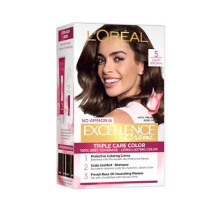 L'Oreal Paris Excellence Creme Hair Color - 5 Light Brown Natural Brown (72ml+100g) - L'Oreal Paris