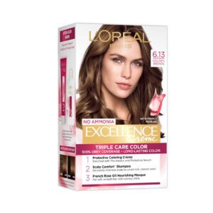 L'Oreal Paris Excellence Creme Hair Color, 6.13 Golden Brown, 72ml+100g - L'Oreal Paris