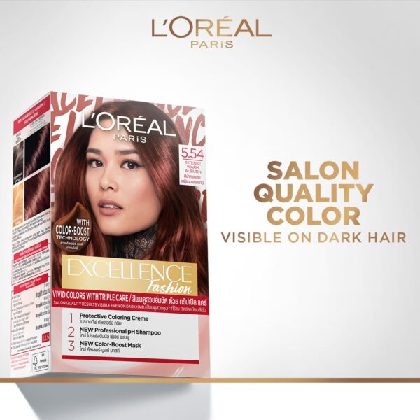 L'Oreal Paris Excellence Fashion Highlights Hair Color 5.54 Intense Warm Auburn (172 ml) - L'Oreal Paris