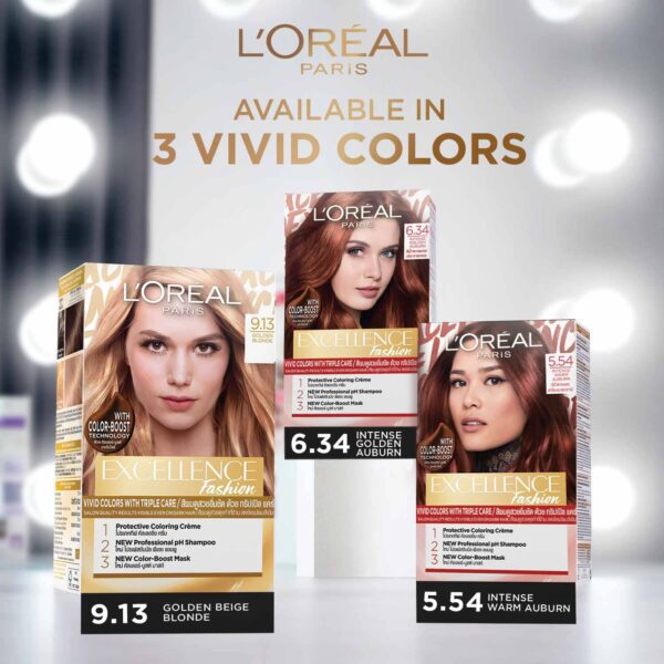 L'Oreal Paris Excellence Fashion Highlights Hair Color 6.34 Intense Golden Auburn (172 ml) - L'Oreal Paris