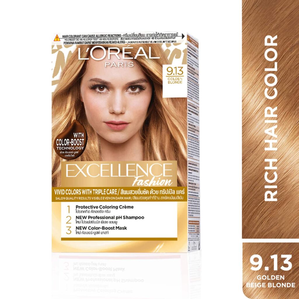 L'Oreal Paris Excellence Fashion Highlights Hair Color 9.13 Golden Beige Blonde (172 ml) - L'Oreal Paris