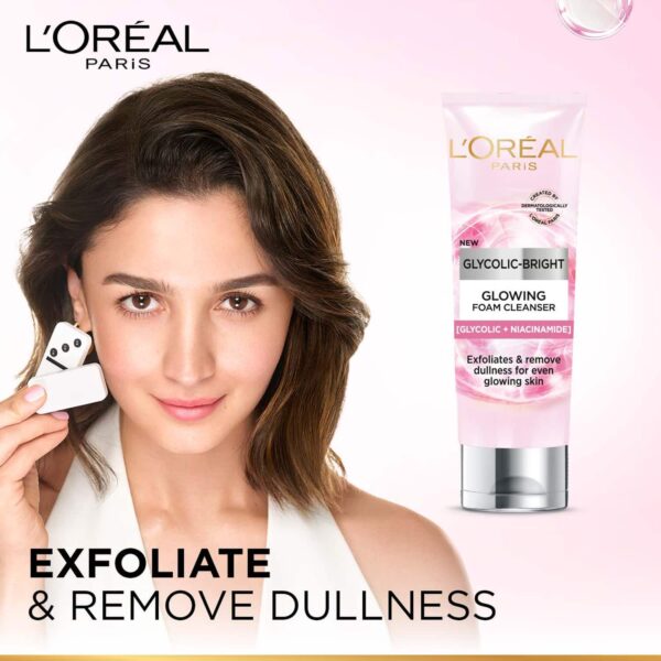 L'Oreal Paris Glycolic Bright Daily Foaming Face Cleanser (100ml) - L'Oreal Paris