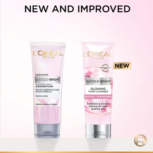 L'Oreal Paris Glycolic Bright Daily Foaming Face Cleanser (100ml) - L'Oreal Paris