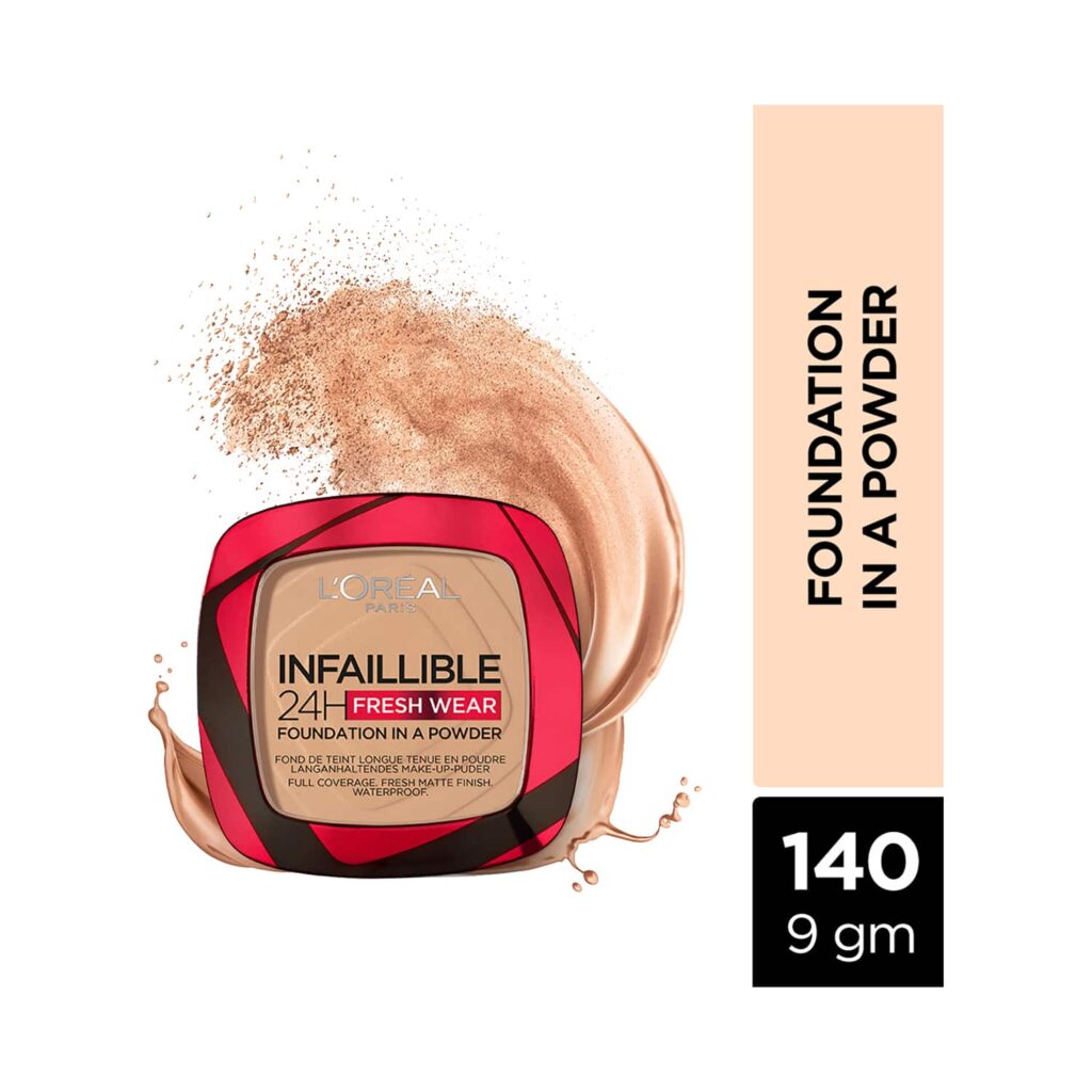 L'Oreal Paris Infallible 24H Fresh Wear Foundation In A Powder - 140 Golden Beige (9g) - L'Oreal Paris