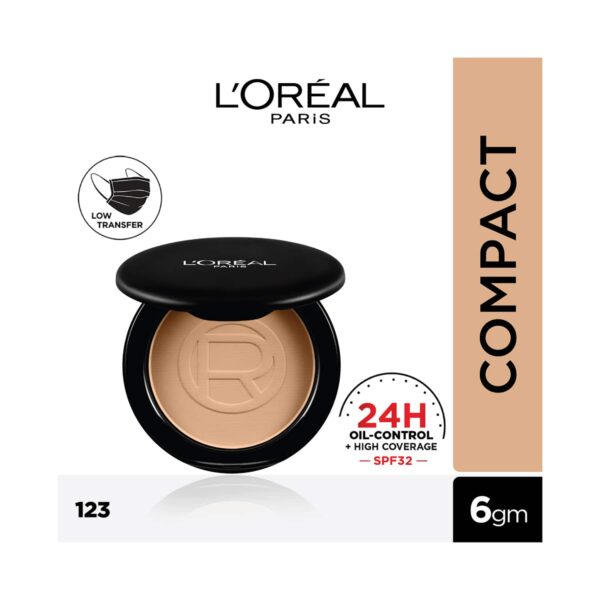 L'Oreal Paris Infallible 24H Oil Killer High Coverage Compact Powder SPF 32 PA +++ - 123 Natural Vanilla (6g) - L'Oreal Paris