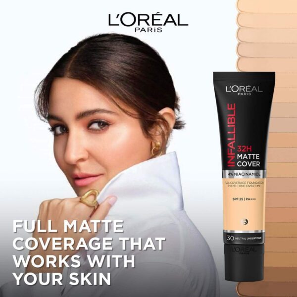 L'Oreal Paris Infallible 32H Matte Cover Liquid Foundation - 110 Cool Undertone (30ml) - L'Oreal Paris