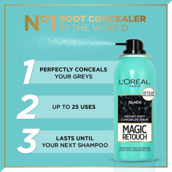 L'Oreal Paris Magic Retouch Root Touch Up Hair Color Spray - 1 Black (75ml) - L'Oreal Paris