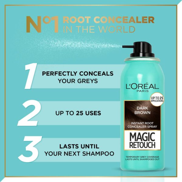 L'Oreal Paris Magic Retouch Root Touch Up Hair Color Spray - 2 Dark Brown (75 ml) - L'Oreal Paris