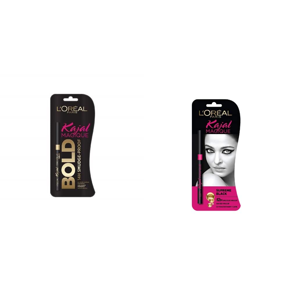 L'Oreal Paris Matte Pencil Kajal Magique, Bold, 0.35G And Pencil Kajal Magique 0,35G (Black)
