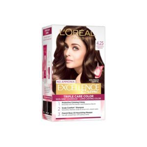 L'Oreal Paris Permanent Hair Colour, Radiant At-Home Hair Colour with up to 100% Grey Coverage, Pro-Keratin, Up to 8 Weeks of Colour, Excellence Crème, 4.25 Aishwarya'S Brown,...