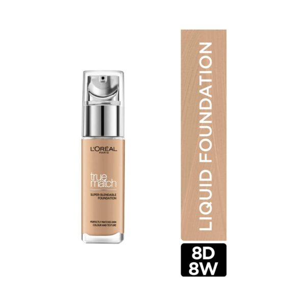 L'Oreal Paris True Match Super Blendable Liquid Foundation SPF 17 - 8D8W Golden Cappuccino (30ml) - L'Oreal Paris
