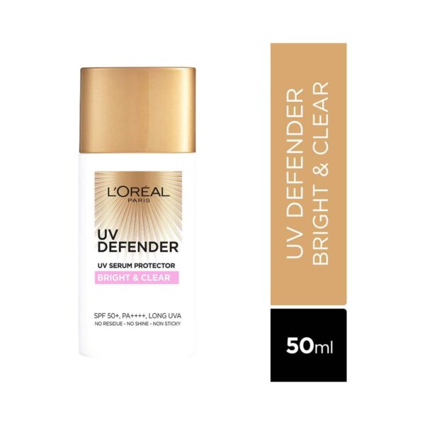 L'Oreal Paris UV Defender Serum Protector Sunscreen SPF 50 PA+++ - Bright & Clear (50ml) - L'Oreal Paris