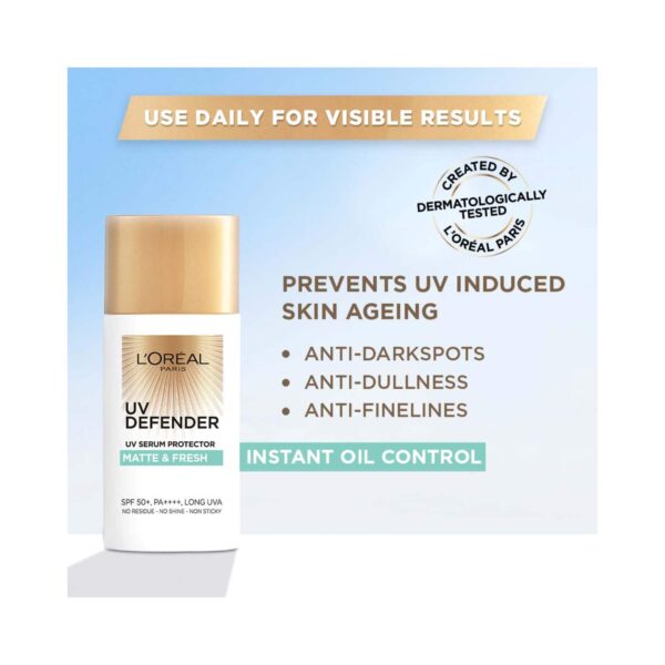 L'Oreal Paris UV Defender Serum Protector Sunscreen SPF 50 PA+++ - Matte & Fresh (50ml) - L'Oreal Paris