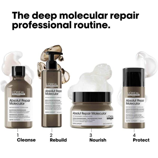 L'OREAL PROFESSIONNEL Absolut Repair Molecular Shampoo & Serum Combo For Damaged Hair(300 ml+250 ml) - L'OREAL PROFESSIONNEL