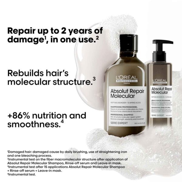 L'OREAL PROFESSIONNEL Absolut Repair Molecular Shampoo, Serum & Mask Combo (300 ml+250 ml+100 ml) - L'OREAL PROFESSIONNEL