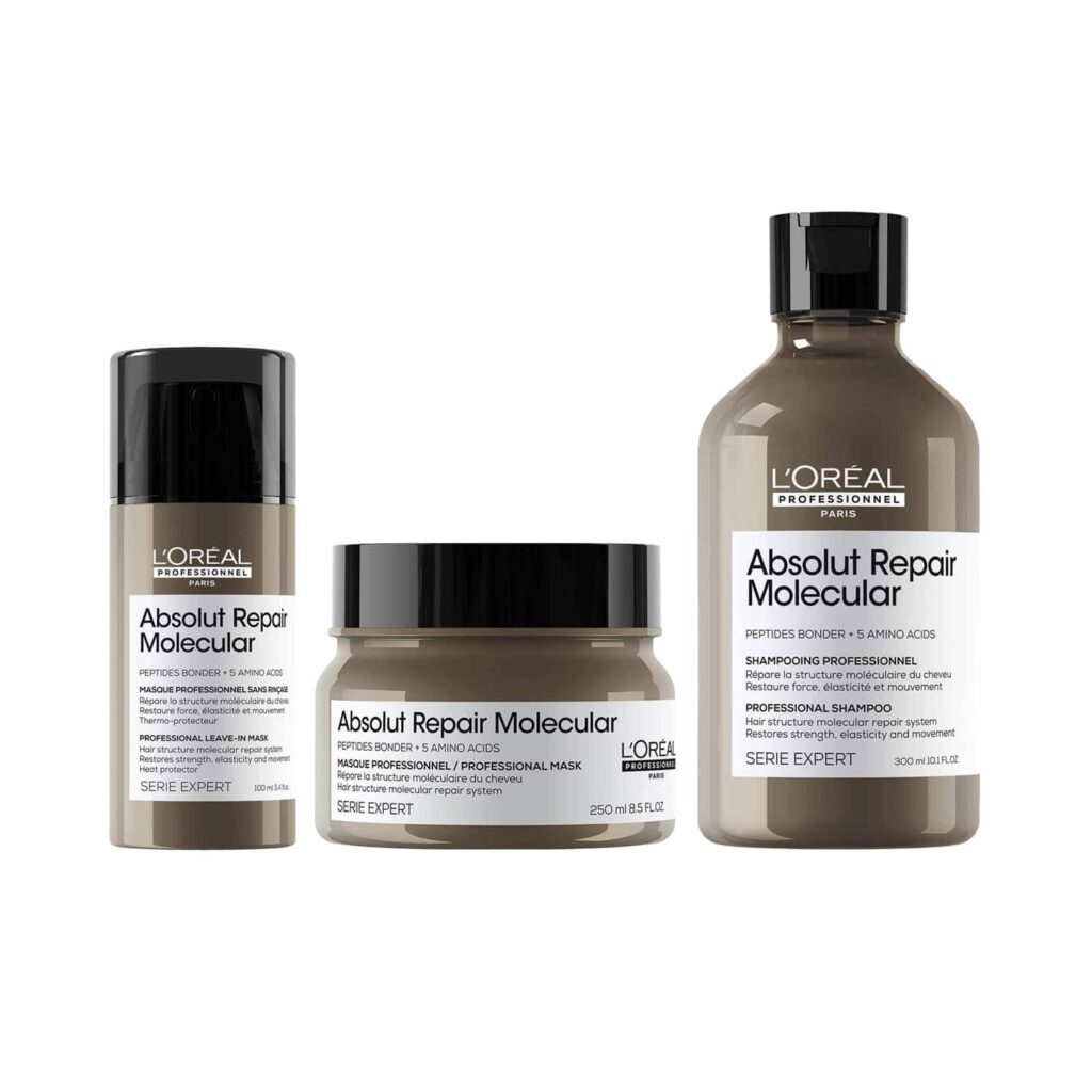 L'OREAL PROFESSIONNEL Absolut Repair Molecular Sulfate-Free Shampoo, Mask & Leave-In Cream (650 ml) - L'OREAL PROFESSIONNEL