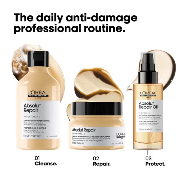 L'OREAL PROFESSIONNEL Absolut Repair Shampoo For Dry and Damaged Hair With Protein & Omega 9 (300 ml) - L'OREAL PROFESSIONNEL