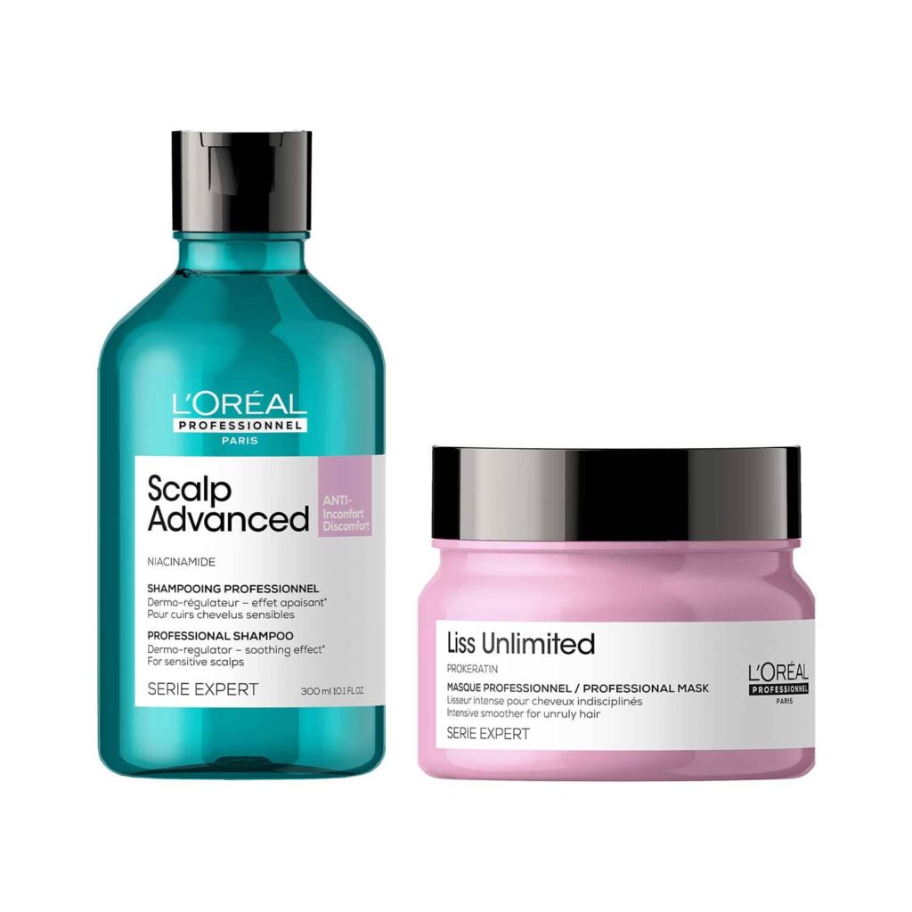 L'OREAL PROFESSIONNEL Advanced Anti-Discomfort Shampoo(300 ml) + Liss Unlimited Hair Mask(250 ml) - L'OREAL PROFESSIONNEL