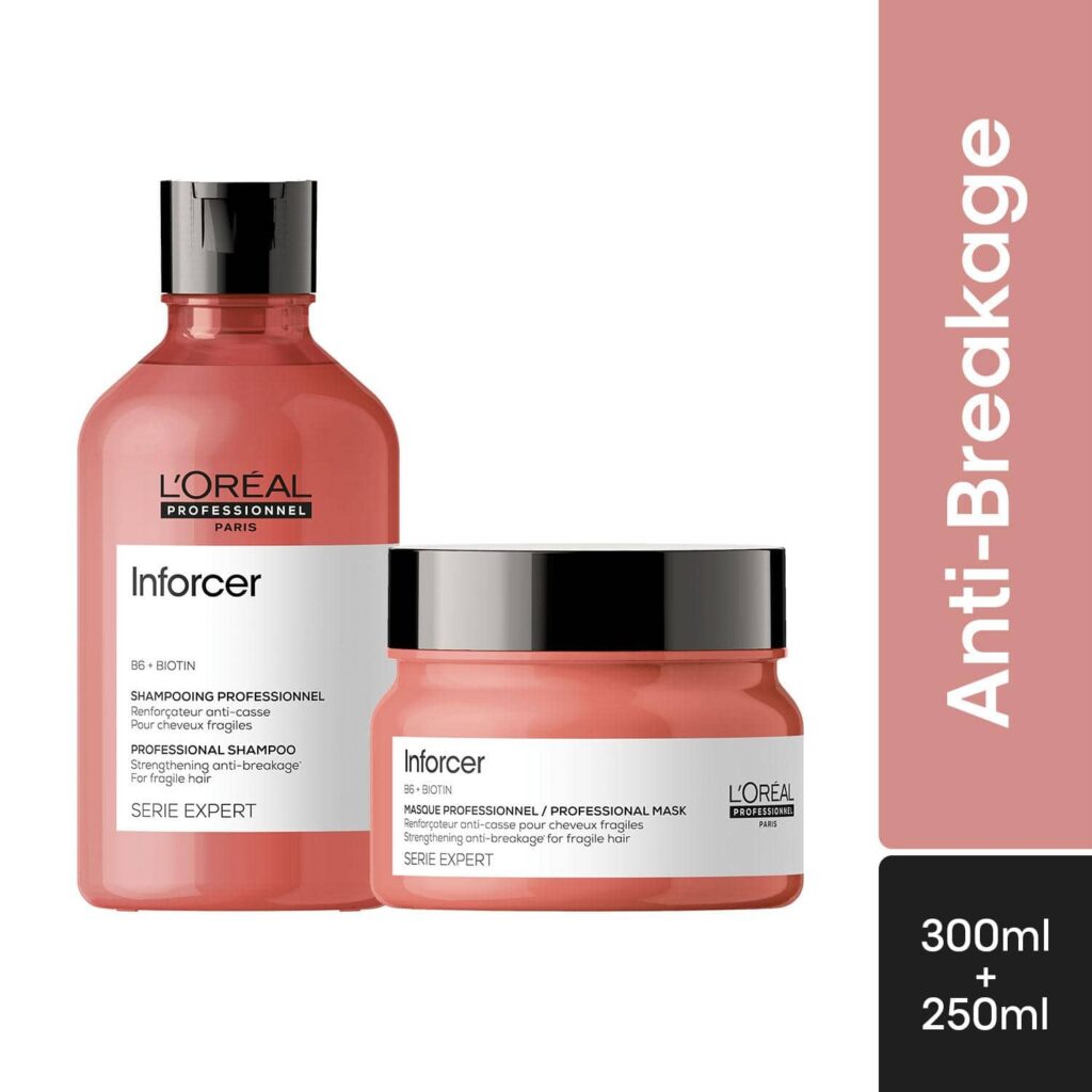 L'OREAL PROFESSIONNEL Inforcer Strengthening Shampoo(300 ml) & Hair Mask (250 g) Combo - L'OREAL PROFESSIONNEL