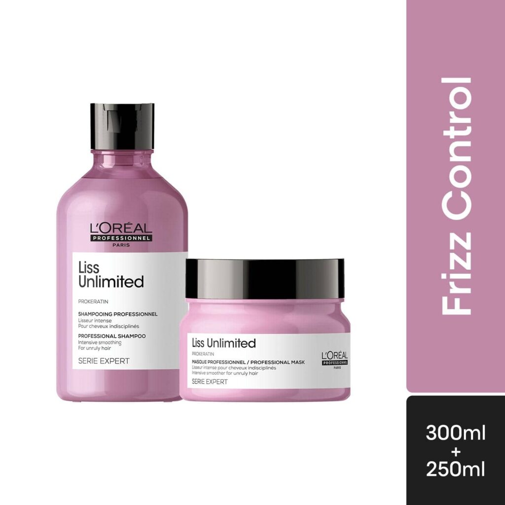 L'OREAL PROFESSIONNEL Liss Unlimited Shampoo (300 ml), Hair Mask (250 g) Combo For Frizzy Hair - L'OREAL PROFESSIONNEL