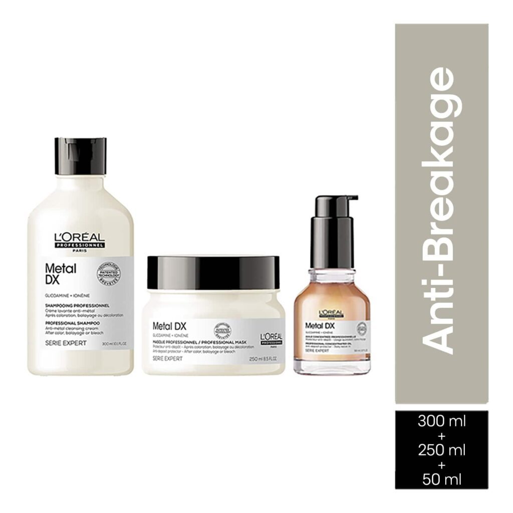 L'Oreal  Professionnel Metal Dx Shampoo + Metal Dx Mask + Metal Dx Oil (300 ml + 250 ml + 50 ml) - L'OREAL PROFESSIONNEL