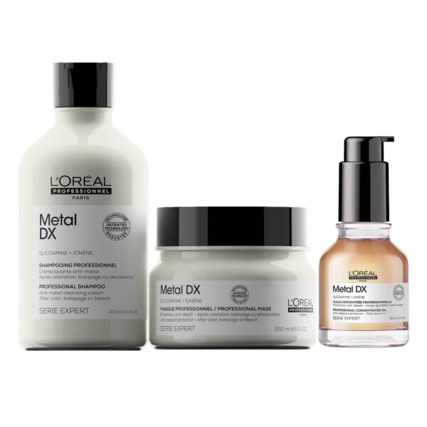 L'Oreal  Professionnel Metal Dx Shampoo + Metal Dx Mask + Metal Dx Oil (300 ml + 250 ml + 50 ml) - L'OREAL PROFESSIONNEL