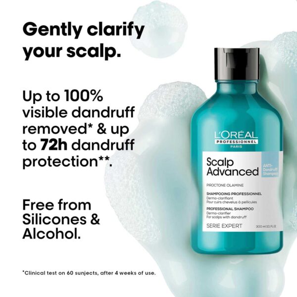 L'OREAL PROFESSIONNEL Scalp Advanced Anti-Dandruff Dermo-Clarifier Shampoo (300 ml) Removes Dandruff - L'OREAL PROFESSIONNEL