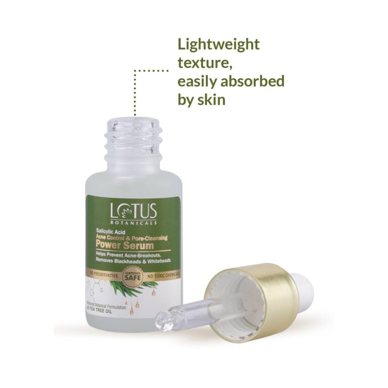 Lotus Botanicals Salicylic Acid + Tea Tree Acne Control & Pore Cleansing Power Serum (14ml) - Lotus Botanicals