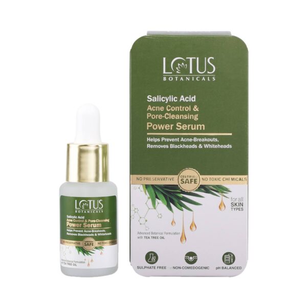 Lotus Botanicals Salicylic Acid + Tea Tree Acne Control & Pore Cleansing Power Serum (14ml) - Lotus Botanicals